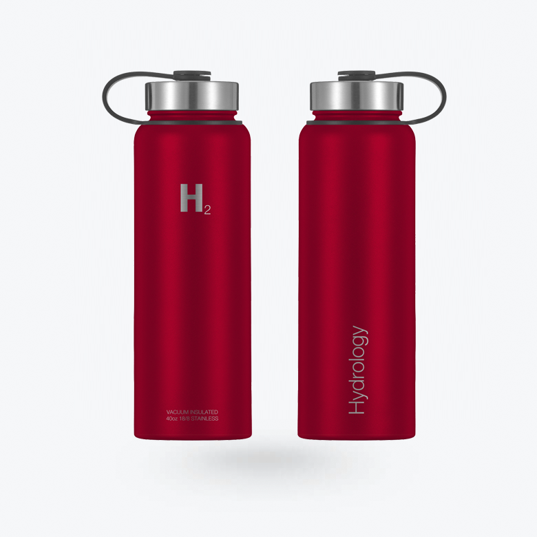 H2 HYDROLOGY Water Bottle - 18 oz, 22 oz, 32 oz, 40 oz, or 64 oz with 3  LIDS Double Wall Vacuum Insulated Stainless Steel Wide Mouth Sports Hot &  Cold